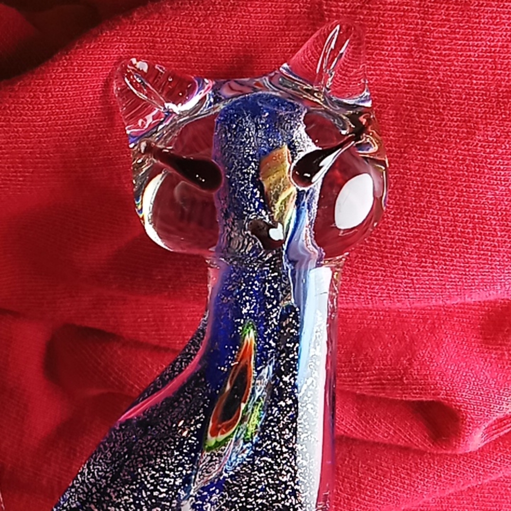 Murano Art Glass Cat Figurine. Beautiful Mixed Colors. Flawless Condition. - Picture 10 of 16